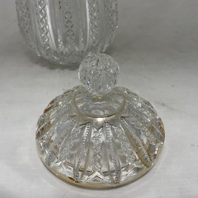 -94- Clear Glass with Gold Accents | Covered Butter Dish | Creamer & Sugar | Lidded Jar