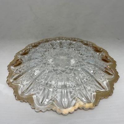 -94- Clear Glass with Gold Accents | Covered Butter Dish | Creamer & Sugar | Lidded Jar