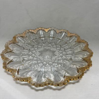 -94- Clear Glass with Gold Accents | Covered Butter Dish | Creamer & Sugar | Lidded Jar