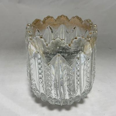 -94- Clear Glass with Gold Accents | Covered Butter Dish | Creamer & Sugar | Lidded Jar