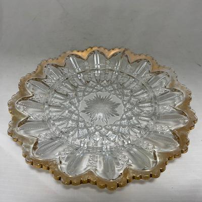 -94- Clear Glass with Gold Accents | Covered Butter Dish | Creamer & Sugar | Lidded Jar