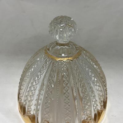 -94- Clear Glass with Gold Accents | Covered Butter Dish | Creamer & Sugar | Lidded Jar