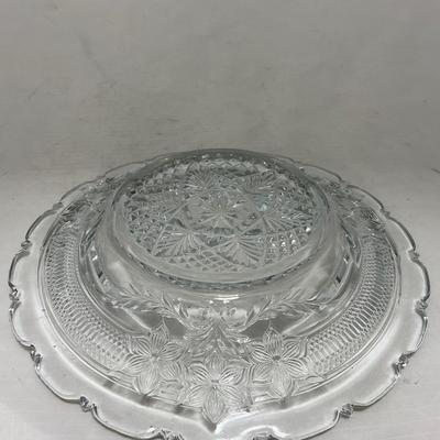 -95- Clear Glass | Flower Details | Covered Butter Dish
