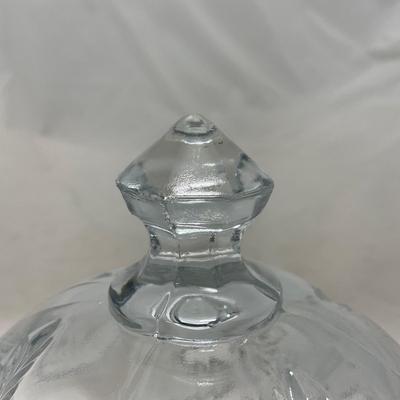 -95- Clear Glass | Flower Details | Covered Butter Dish