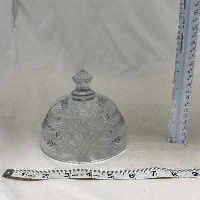 -95- Clear Glass | Flower Details | Covered Butter Dish