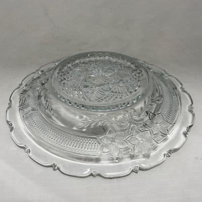 -95- Clear Glass | Flower Details | Covered Butter Dish