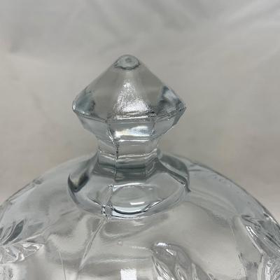 -95- Clear Glass | Flower Details | Covered Butter Dish