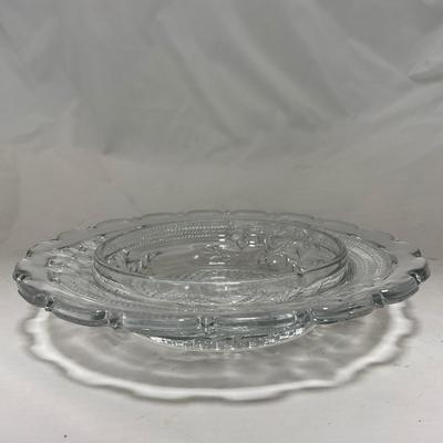 -95- Clear Glass | Flower Details | Covered Butter Dish