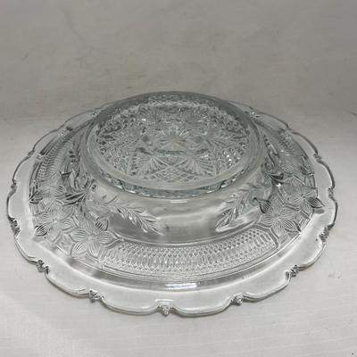 -95- Clear Glass | Flower Details | Covered Butter Dish