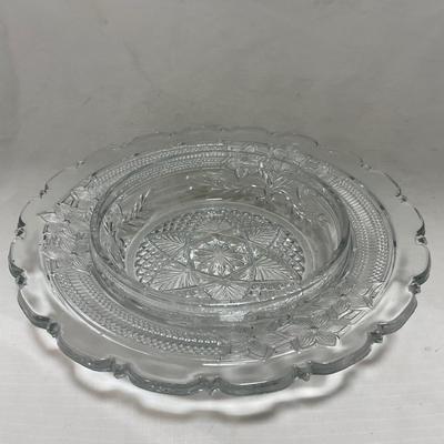 -95- Clear Glass | Flower Details | Covered Butter Dish
