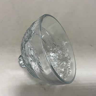 -95- Clear Glass | Flower Details | Covered Butter Dish