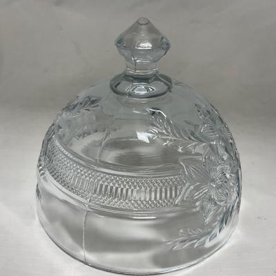 -95- Clear Glass | Flower Details | Covered Butter Dish