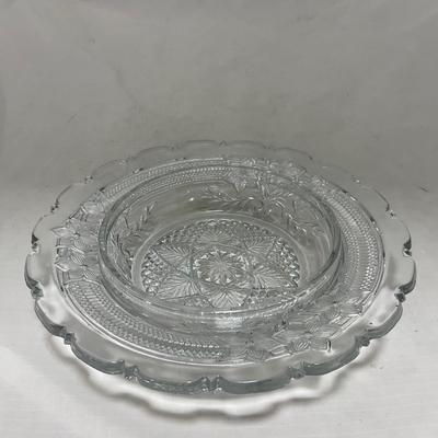 -95- Clear Glass | Flower Details | Covered Butter Dish