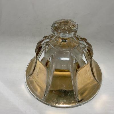 -96- Heavy Clear Glass with Gold Accents | Covered Butter Dish | Lidded Jar | Jar | Creamer & Sugar