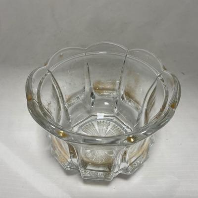 -96- Heavy Clear Glass with Gold Accents | Covered Butter Dish | Lidded Jar | Jar | Creamer & Sugar