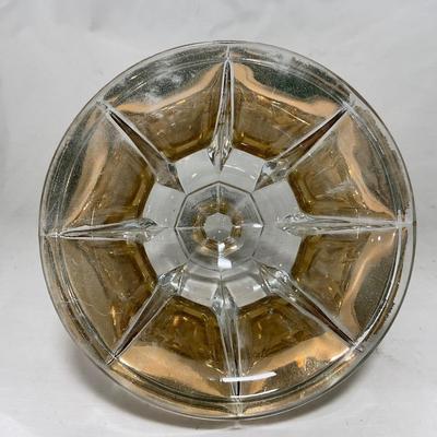 -96- Heavy Clear Glass with Gold Accents | Covered Butter Dish | Lidded Jar | Jar | Creamer & Sugar