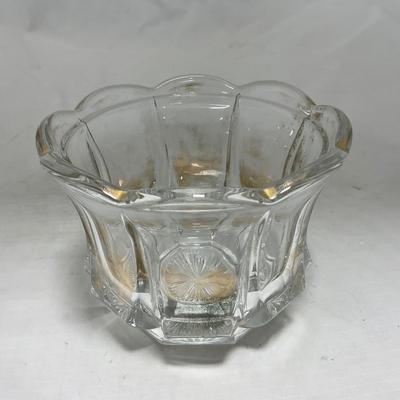 -96- Heavy Clear Glass with Gold Accents | Covered Butter Dish | Lidded Jar | Jar | Creamer & Sugar