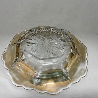 -96- Heavy Clear Glass with Gold Accents | Covered Butter Dish | Lidded Jar | Jar | Creamer & Sugar