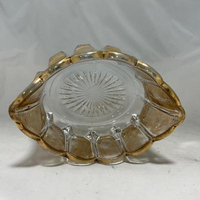 -96- Heavy Clear Glass with Gold Accents | Covered Butter Dish | Lidded Jar | Jar | Creamer & Sugar