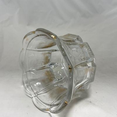 -96- Heavy Clear Glass with Gold Accents | Covered Butter Dish | Lidded Jar | Jar | Creamer & Sugar