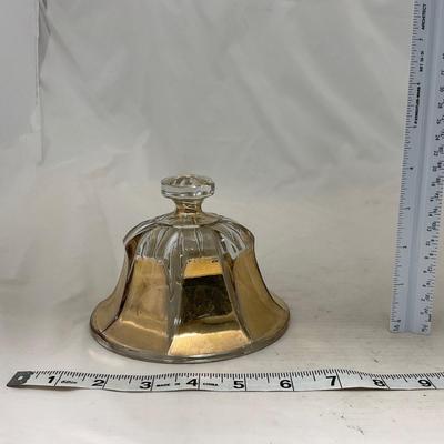 -96- Heavy Clear Glass with Gold Accents | Covered Butter Dish | Lidded Jar | Jar | Creamer & Sugar