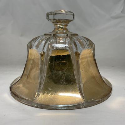 -96- Heavy Clear Glass with Gold Accents | Covered Butter Dish | Lidded Jar | Jar | Creamer & Sugar