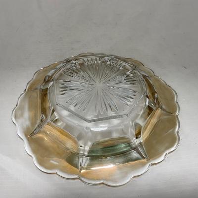 -96- Heavy Clear Glass with Gold Accents | Covered Butter Dish | Lidded Jar | Jar | Creamer & Sugar