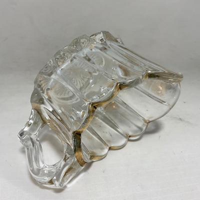 -96- Heavy Clear Glass with Gold Accents | Covered Butter Dish | Lidded Jar | Jar | Creamer & Sugar