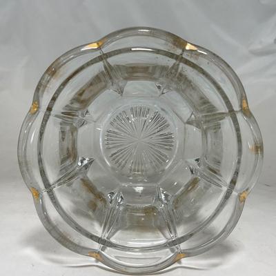 -96- Heavy Clear Glass with Gold Accents | Covered Butter Dish | Lidded Jar | Jar | Creamer & Sugar