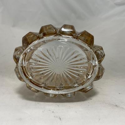 -96- Heavy Clear Glass with Gold Accents | Covered Butter Dish | Lidded Jar | Jar | Creamer & Sugar