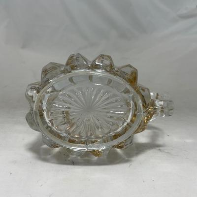 -96- Heavy Clear Glass with Gold Accents | Covered Butter Dish | Lidded Jar | Jar | Creamer & Sugar