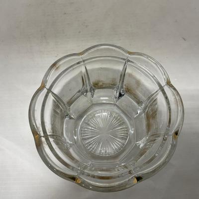 -96- Heavy Clear Glass with Gold Accents | Covered Butter Dish | Lidded Jar | Jar | Creamer & Sugar
