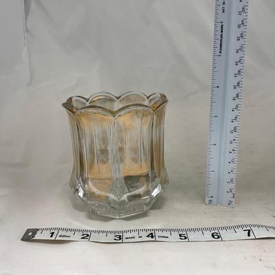 -96- Heavy Clear Glass with Gold Accents | Covered Butter Dish | Lidded Jar | Jar | Creamer & Sugar