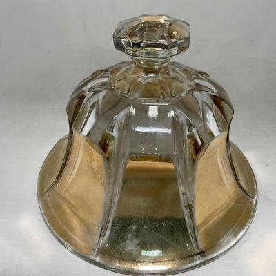 -96- Heavy Clear Glass with Gold Accents | Covered Butter Dish | Lidded Jar | Jar | Creamer & Sugar