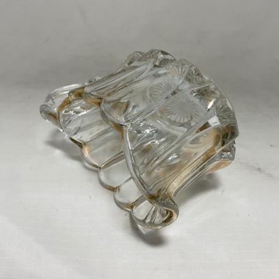 -96- Heavy Clear Glass with Gold Accents | Covered Butter Dish | Lidded Jar | Jar | Creamer & Sugar