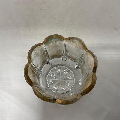 -96- Heavy Clear Glass with Gold Accents | Covered Butter Dish | Lidded Jar | Jar | Creamer & Sugar