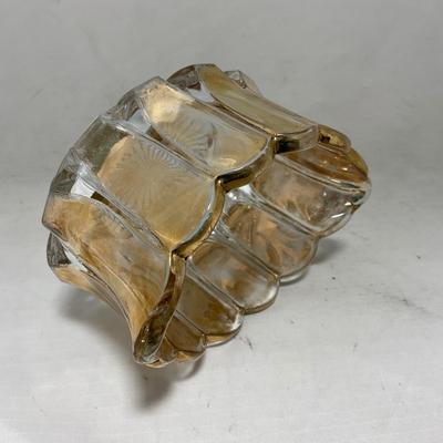 -96- Heavy Clear Glass with Gold Accents | Covered Butter Dish | Lidded Jar | Jar | Creamer & Sugar