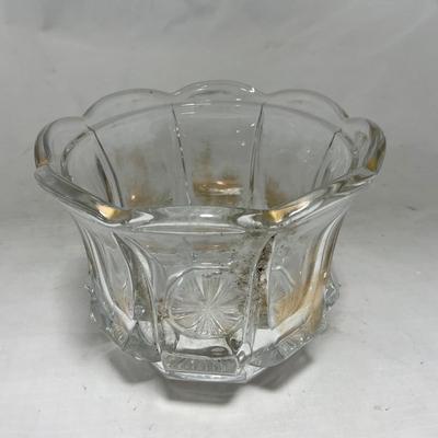 -96- Heavy Clear Glass with Gold Accents | Covered Butter Dish | Lidded Jar | Jar | Creamer & Sugar