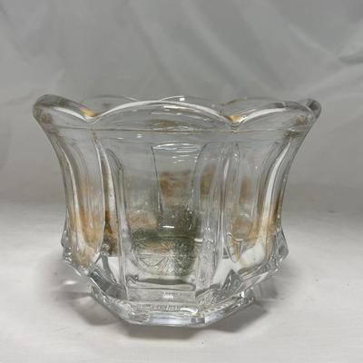 -96- Heavy Clear Glass with Gold Accents | Covered Butter Dish | Lidded Jar | Jar | Creamer & Sugar