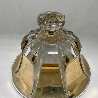 -96- Heavy Clear Glass with Gold Accents | Covered Butter Dish | Lidded Jar | Jar | Creamer & Sugar