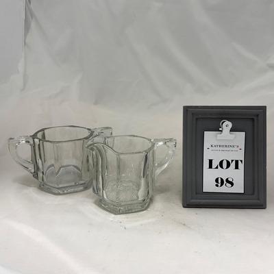 -98- Heavy Clear Glass | Sugar & Creamer Set