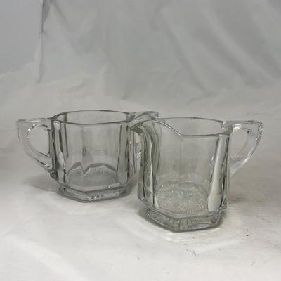 -98- Heavy Clear Glass | Sugar & Creamer Set