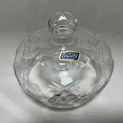 -100- Clear Glass | Hand Cut Lead Crystal | Covered Butter Dish