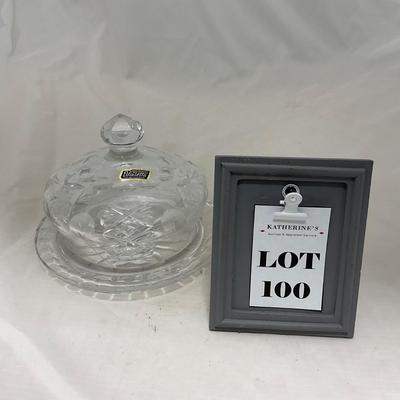 -100- Clear Glass | Hand Cut Lead Crystal | Covered Butter Dish