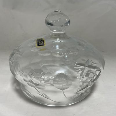 -100- Clear Glass | Hand Cut Lead Crystal | Covered Butter Dish