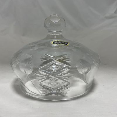 -100- Clear Glass | Hand Cut Lead Crystal | Covered Butter Dish