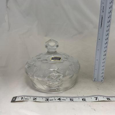 -100- Clear Glass | Hand Cut Lead Crystal | Covered Butter Dish