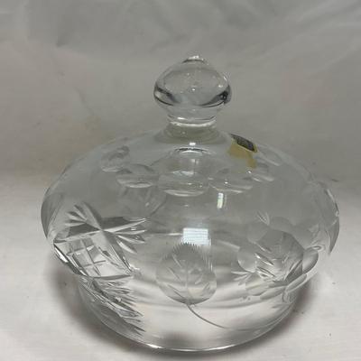 -100- Clear Glass | Hand Cut Lead Crystal | Covered Butter Dish