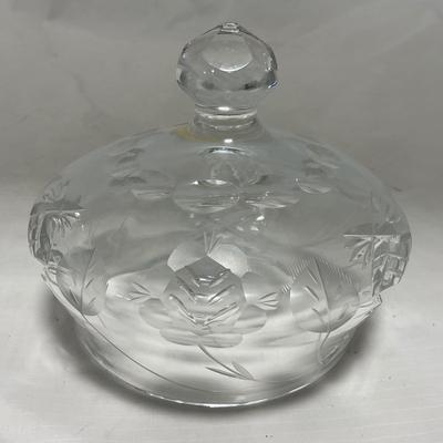 -100- Clear Glass | Hand Cut Lead Crystal | Covered Butter Dish