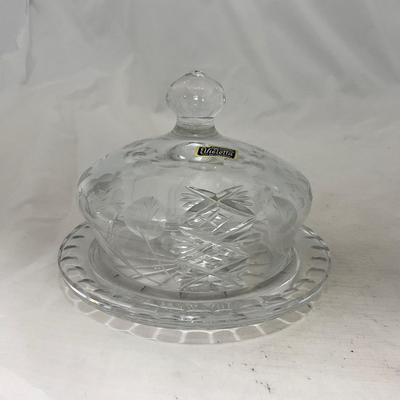 -100- Clear Glass | Hand Cut Lead Crystal | Covered Butter Dish